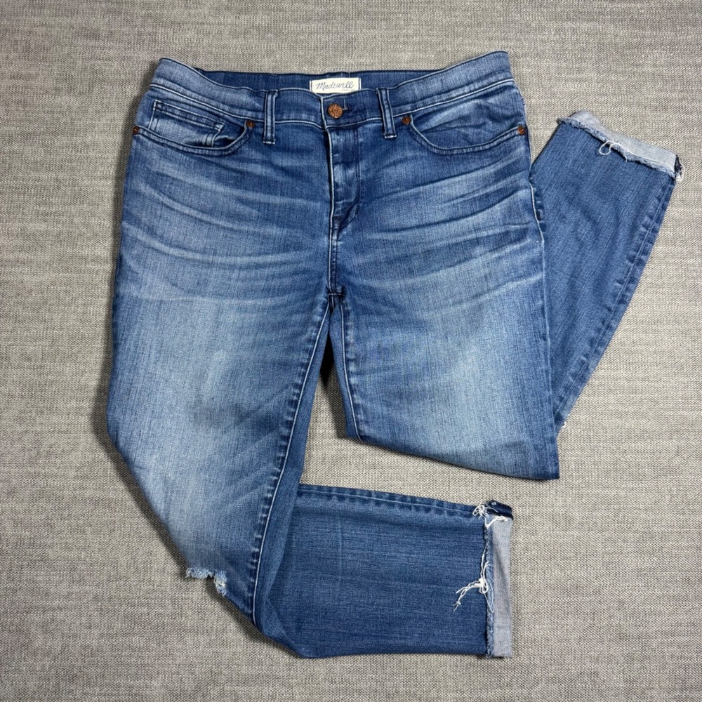 Madewell‎ Skinny Skinny Jeans Distressed Raw Hem Medium Wash Size 31 - Picture 2 of 10